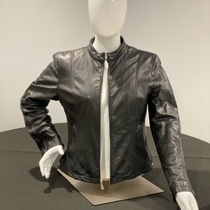 Black Leather Bomber